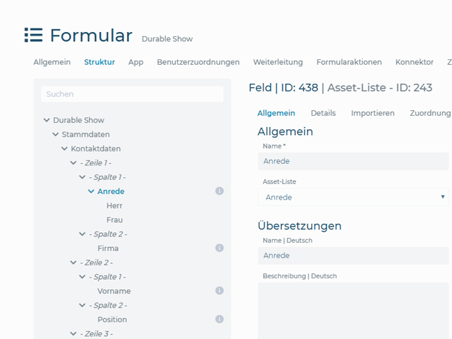 Screenshot entergon-Suite create formular and questionnaire